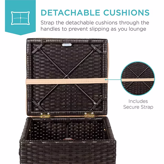 Multipurpose Outdoor Furniture Wicker Ottomans for Patio Additional Seating Side Tables Removable Weather Resistant Cushions