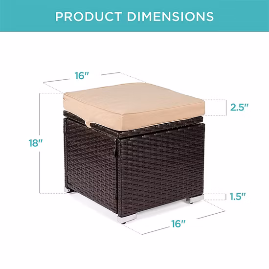 Multipurpose Outdoor Furniture Wicker Ottomans for Patio Additional Seating Side Tables Removable Weather Resistant Cushions