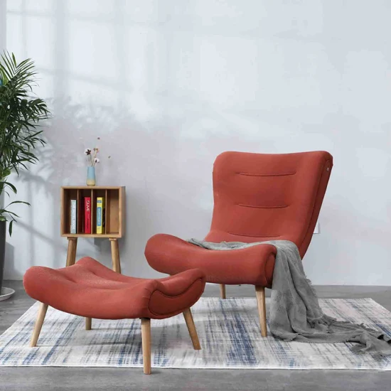 Chaise escargot simple et moderne, pouf en bois massif 0066